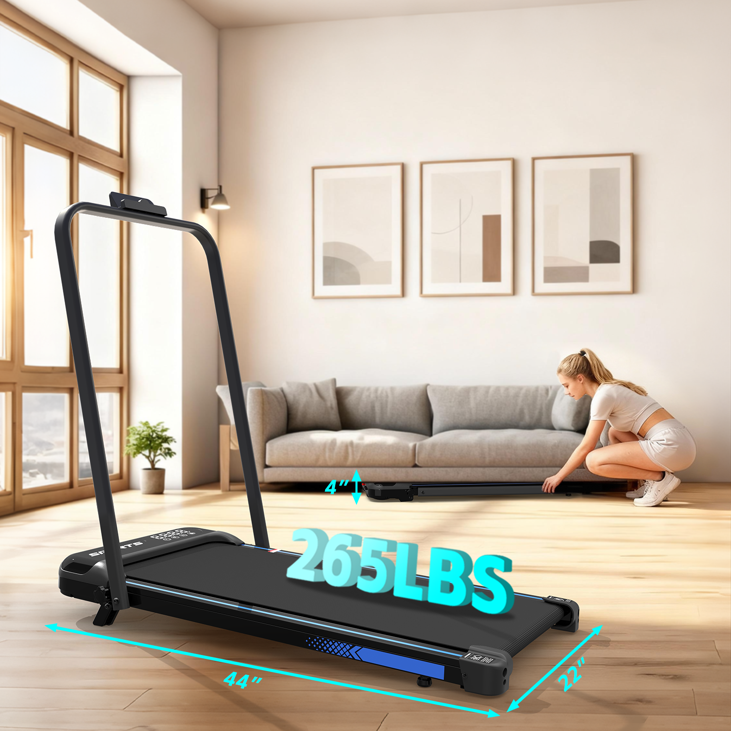 3 In 1 Under Desk Treadmill With Incline,Foldable Treadmills For Home, Walking Pad With Handle Bar For Walking And Jogging, With Remote Control & LED Display