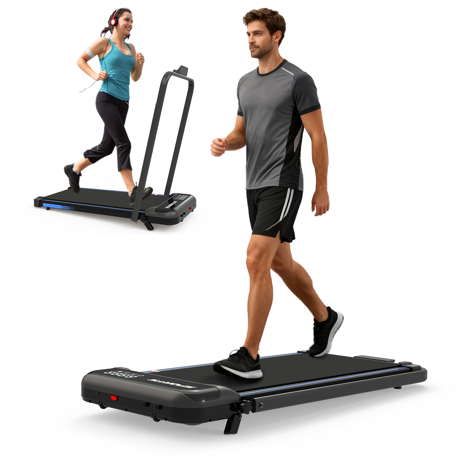 3 In 1 Under Desk Treadmill With Incline,Foldable Treadmills For Home, Walking Pad With Handle Bar For Walking And Jogging, With Remote Control & LED Display